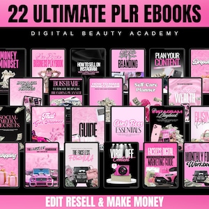 22 PLR Ebooks, Girl Boss bundle, MRR, Done For You Ebook Template, Passive Income, Planner Rich Girl, PLR eBook, Master Resell Rights Canva