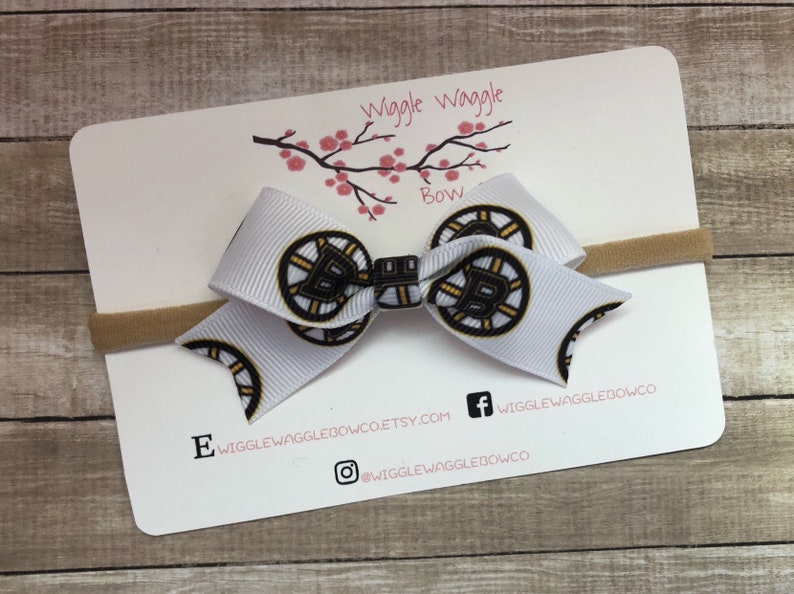 hockeys fans and gifts Boston Bruins Hockey Hair Clip Bow or Headband One Size fits all for newborns toddlers and small children babies