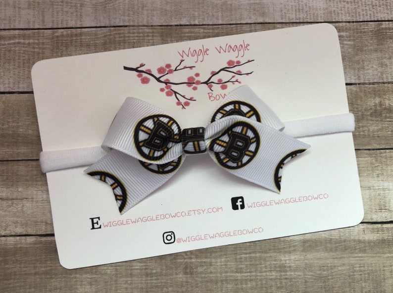 hockeys fans and gifts Boston Bruins Hockey Hair Clip Bow or Headband One Size fits all for newborns toddlers and small children babies