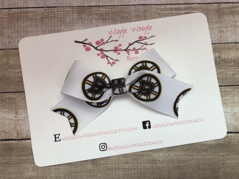 hockeys fans and gifts Boston Bruins Hockey Hair Clip Bow or Headband One Size fits all for newborns toddlers and small children babies