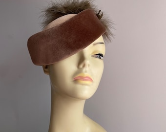 Vintage mitzi Lorenz ladies Hat brown velvet hat cocktail hat