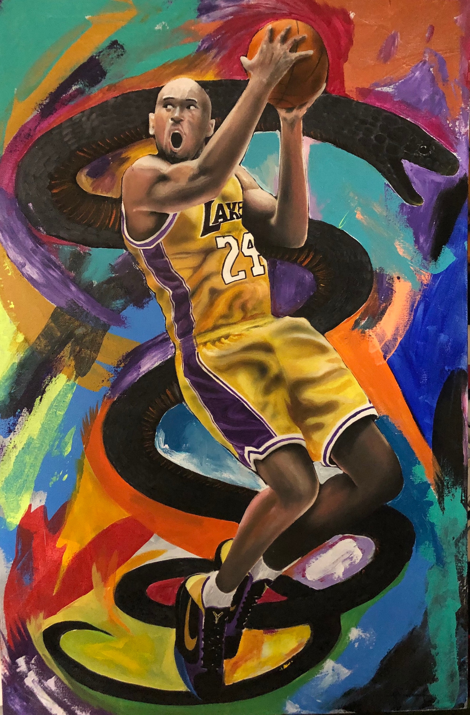 Kobe Bryant Modern Art 24x36 Oil on Canvas Etsy