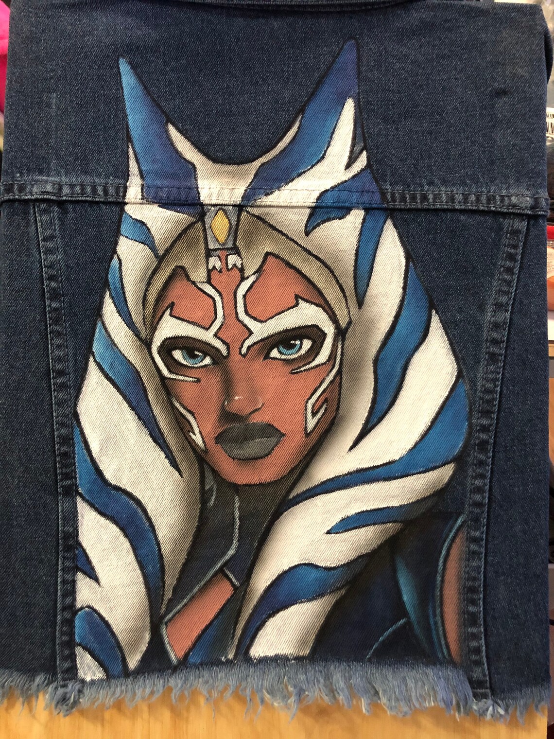 Ahsoka Tano Star Wars Womens Large Ripped Crop Denim Jacket Etsy