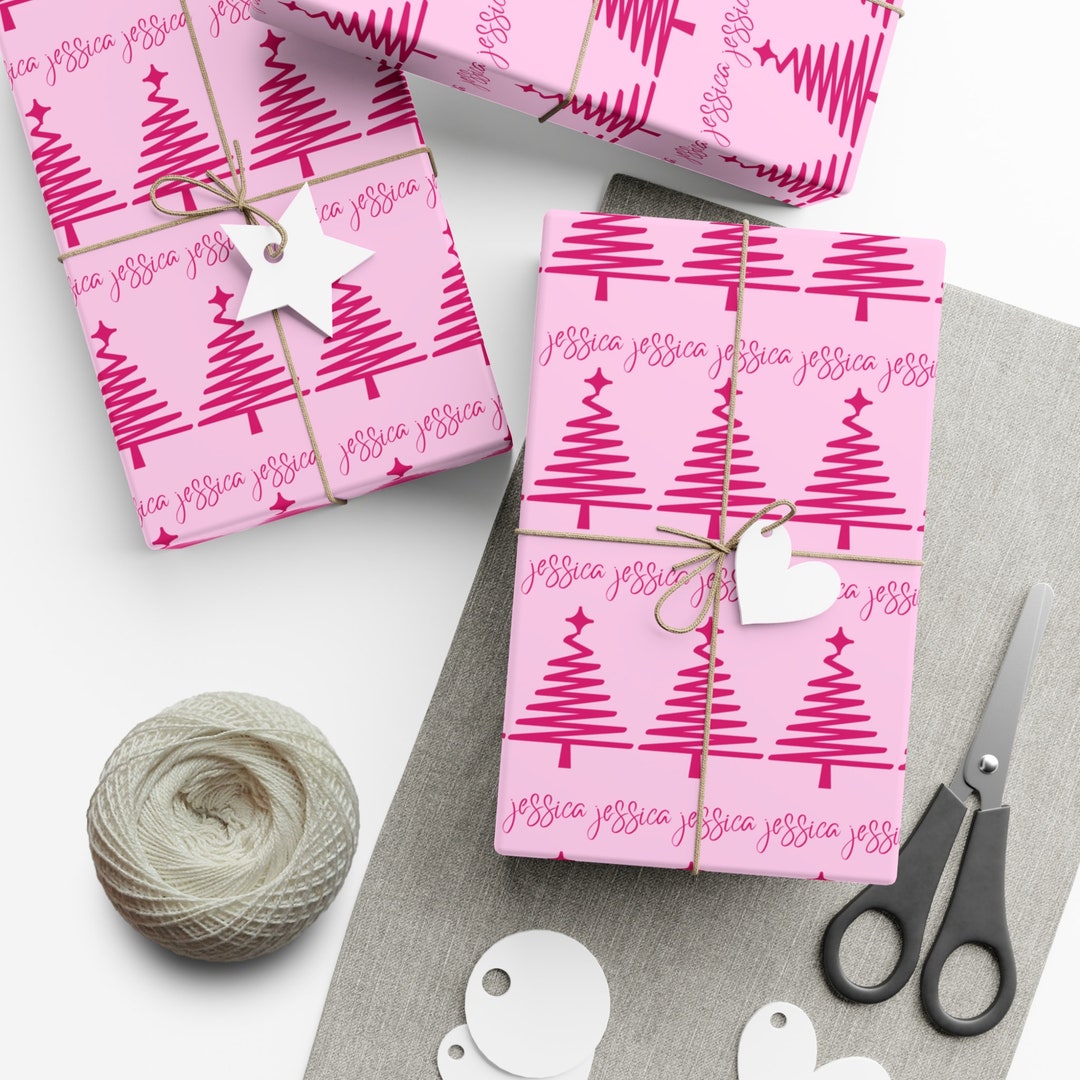 A Very Pink Christmas Personalized Wrapping Paper Etsy A Very Pink Christmas