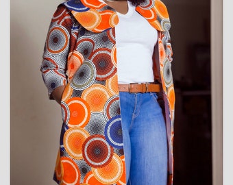 African Print Jacket, African Print Top, African Clothing for women,Ankara Women Coat, Ankara Dress , African Print Dress,