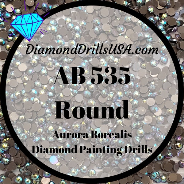AB 535 ROUND Aurora Borealis 5D Diamond Painting Drills Beads DMC 535 Very Light Ash Gray Loose Bulk