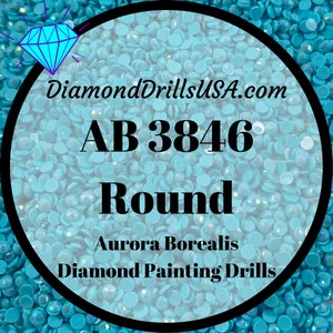 AB 3846 ROUND Aurora Borealis 5D Diamond Painting Drills Beads DMC 3846 Light Bright Turquoise Blue