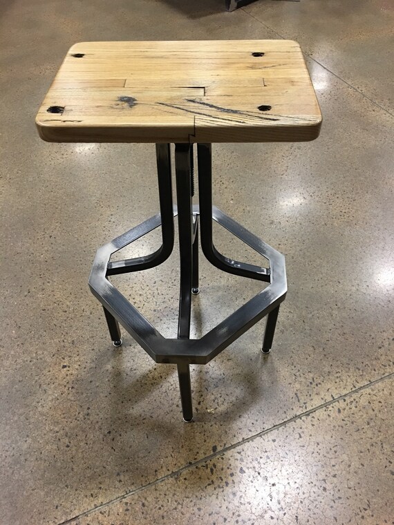 Reclaimed Box Car Wood Bar Stool The Atari Etsy