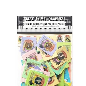 Stickers grappige muzikant dieren - geweldige dierencomponisten - leraar pianomuziek 150 bulkverpakking