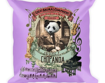 Chopin Classical Music Cute Panda Square Pillow