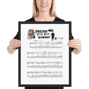 Chopin Prelude &quot;Raindrop&quot; Op.28, No.15 Music Sheet Framed Poster Wall Art