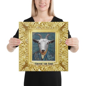 Vincent Van Goat - Funny Animal Artist Painting - Canvas Print - Van Gogh Goat Self Portrait