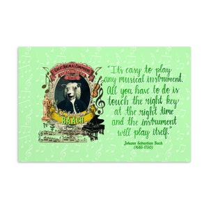 Carte postale de J.S. Baach Citation de Bach « Il est facile de jouer de n’importe quel instrument de musique »