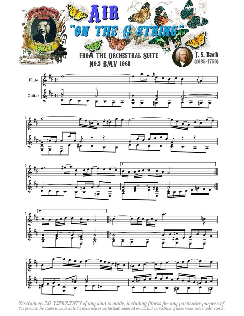 Johann Sebastian Bach Air On The G String Guitar