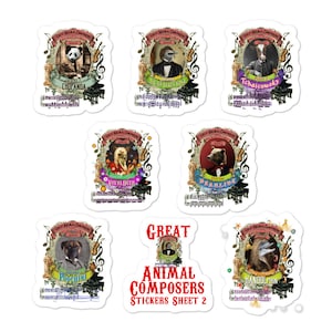 Tolle Tierkomponisten Sticker Bogen 2 für Klavierlehrer/innen
