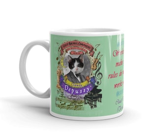 Funny Cat Mug -  Classical Music Mug - Gift for Music Lover - Claude Debussy