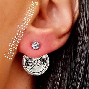 Dumbbell earrings, Workout Fitness earrings, Bodybuilder earrings-personal trainer weightlifting bodybuilding jewelry gift for women