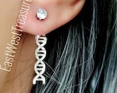 Chemistry earrings-DNA Helix Molecule stud earrings Biology earrings- Science Biology jewelry gift for teens women her-Gold or silver