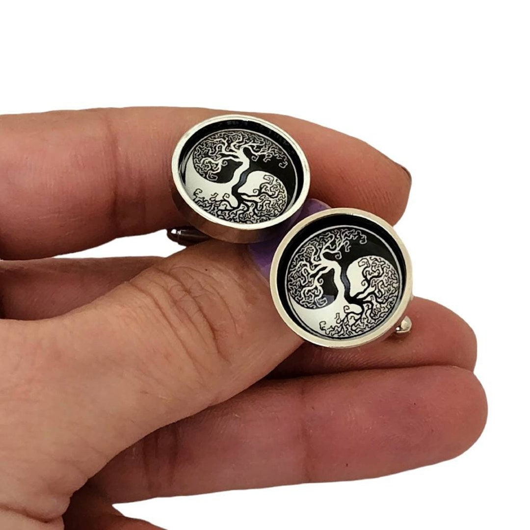 Celtic Tree of Life Cufflinks, Ying Yang Cufflinks, Lapel Tie Pin