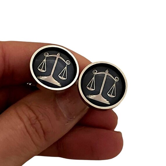 Amazon.com: Select Gifts Cuff links Legal Law Cufflinks  Mini Black Scale of Justice Cufflinks display picture 1