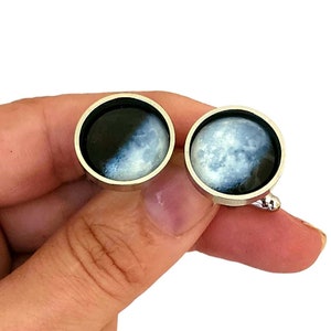 Customized Birth Moon Phase Cuff Links Lapel Tie Pin Brooch Set with Birthday Wedding Anniversary Special Date, 2 Moon Dates