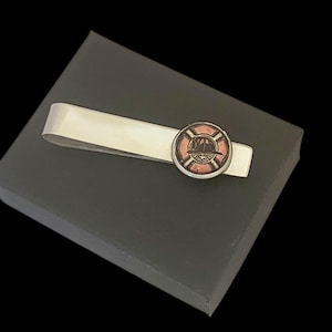 Firefighter Maltese red Cross tie bar clips- suit tie accessories-Fathers day gift for firefighter dad husband boyfriend groom wedding gift