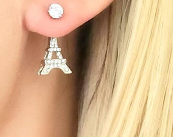 Paris Eiffel Tower Stud Earring made with Swarovski crystals Jewelry gift for women