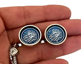 Men's Arabic Allah Islamic Cufflinks and Lapel Tie Pin gift for Muslim men