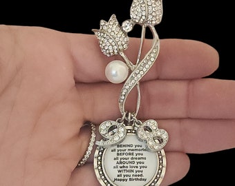 Birthday Brooch Pin Gift for Turning 90 91 92 93 94 95 96 97 98 99 year old women, with Spanish or English Quote Personalized