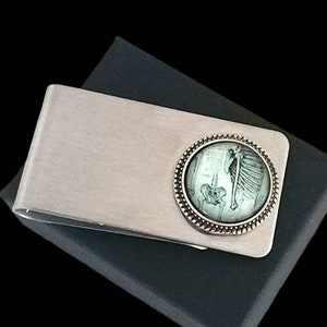 Clip de dinero vintage de anatomía de la columna vertebral humana, billetera de metal, organizador del titular de la tarjeta de crédito, para hombres él, acero
