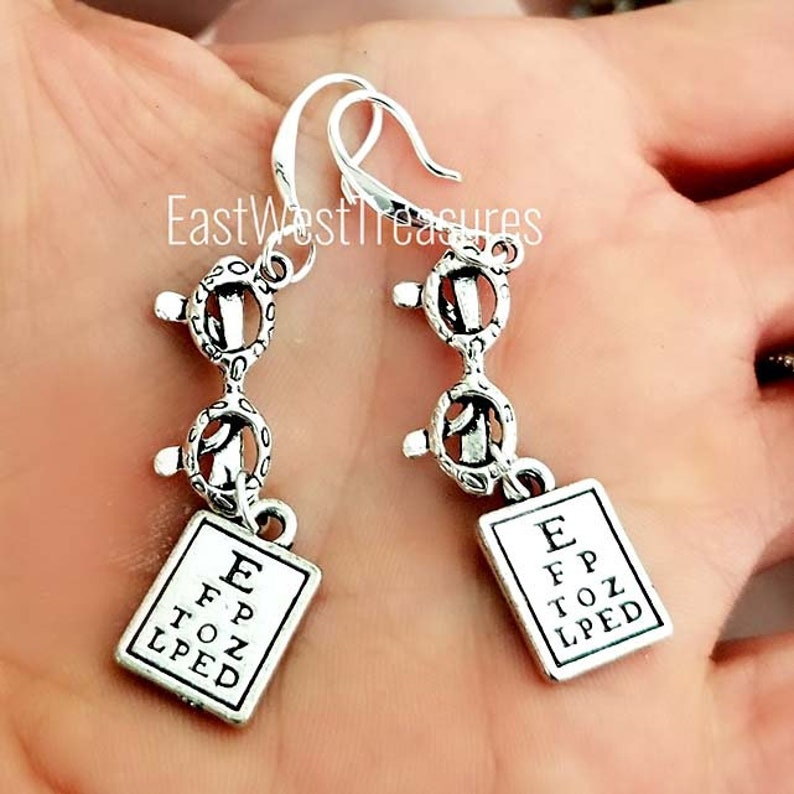 Eye Chart Eyeglasses Earrings Female Eye Doctor Optometry Etsy