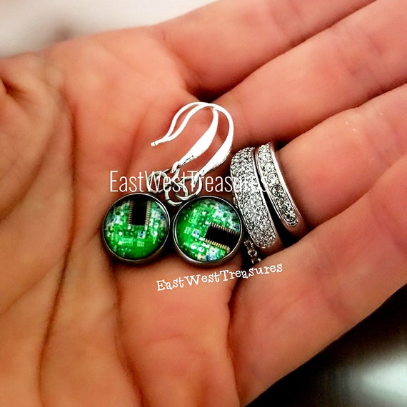 Computer Circuit Board earrings Computer Programmer Science IT tech girl jewelry gift for Teen Girls Women Her Computer chip earrings