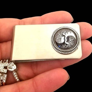 Celtic Willow Wisdom Tree of Life Money clip, Metal Wallet, Credit Card Holder organizer, Irish Celtic Gift for Men Him, Steel