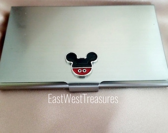 Steel Mickey Mouse ears Business card Holder case-Mickey Mouse Stationary-business card case mickey- mickey mouse office