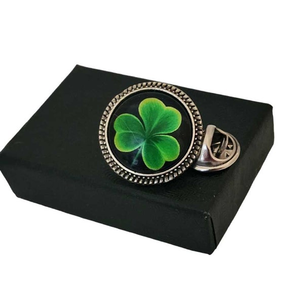 Shamrock Four Leaf Clover Lapel Tie Pin and  Cufflinks Suit Tie Accessory gift for Men Women