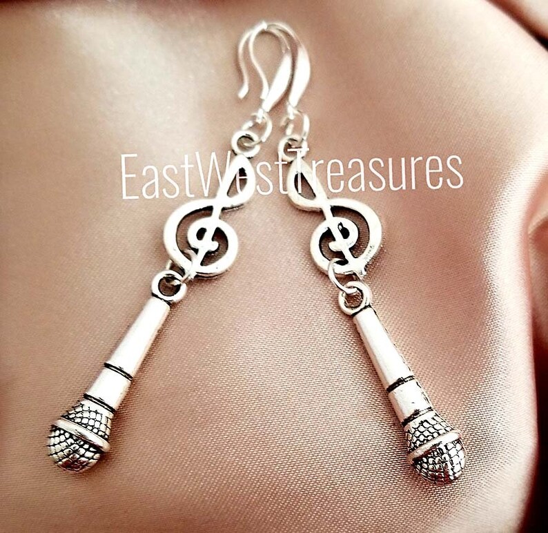 Microphone Earrings Music Note Earrings Microphone Necklace Etsy