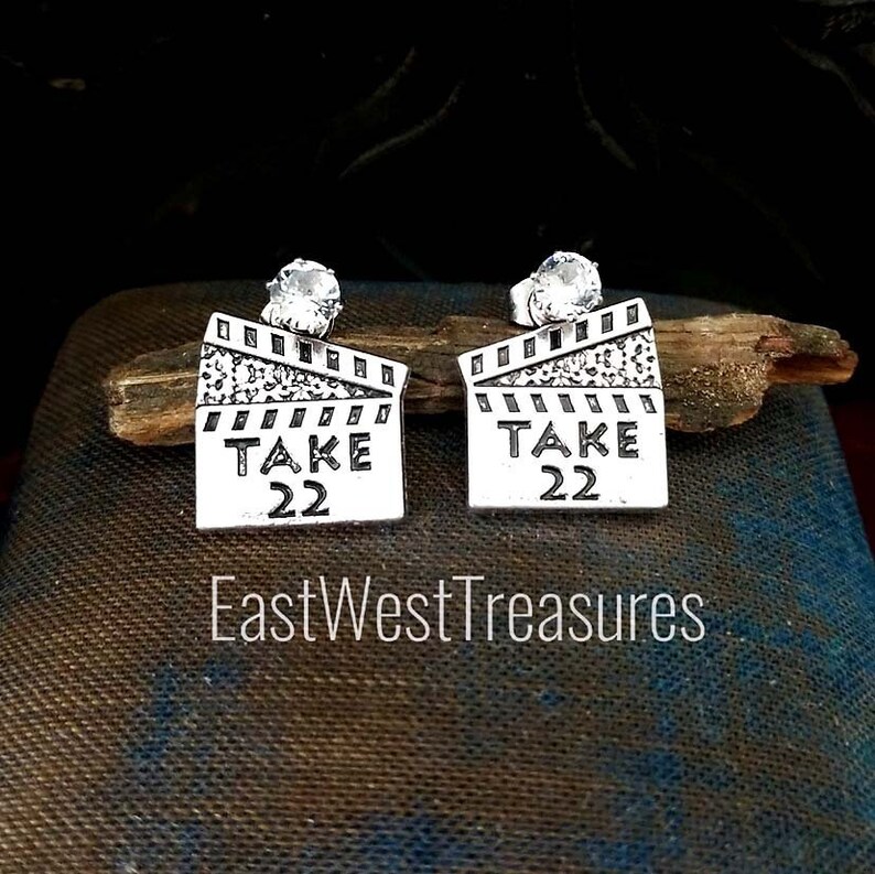 film producer maker director jewelry gift for teens women her-gifts for a movie director Clapperboard Movie stud Earrings