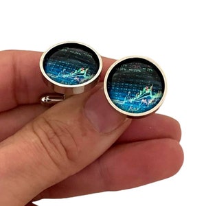 Finance stock market Cufflinks and Lapel Tie Pin Brooch Gifts for Him Men, Wall Street Trader Broker