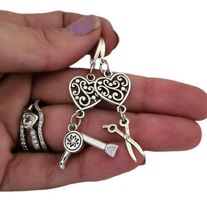 Hair stylist gift for Women, Scissors Necklace earrings , Blow Dryer Hairdresser Hair Stylist earrings