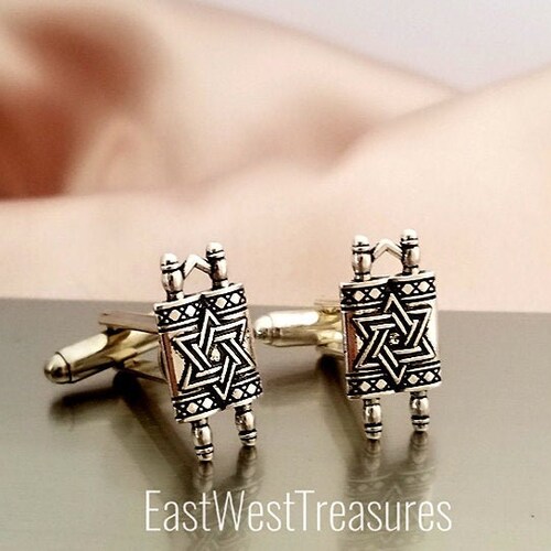 Jewish Cufflinksstar of David Torah Cufflinks Cuff Links Etsy
