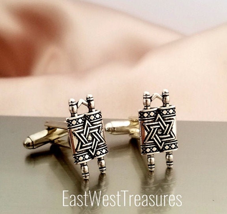 Jewish Cufflinksstar of David Torah Cufflinks Cuff Links Etsy