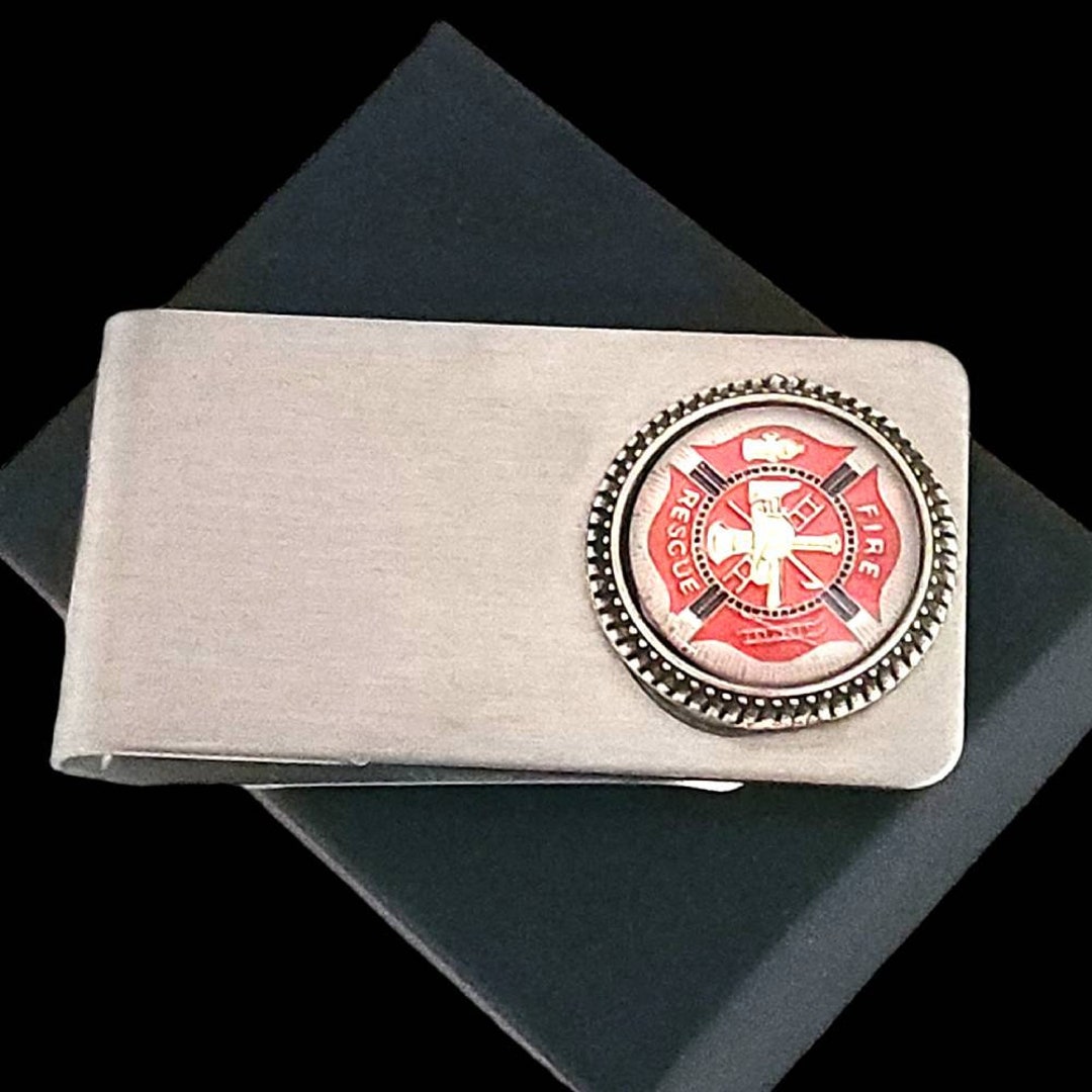 Maltese Firefighter Cross Steel Firefighter Money Clip, Fireman Jewelry