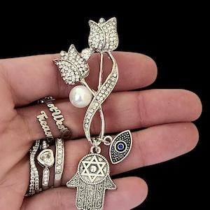 Silver Jewish Star of David Lapel Pin Brooch, Hebrew Judaica Israel Jewelry gifts for women, Jewish Brooch