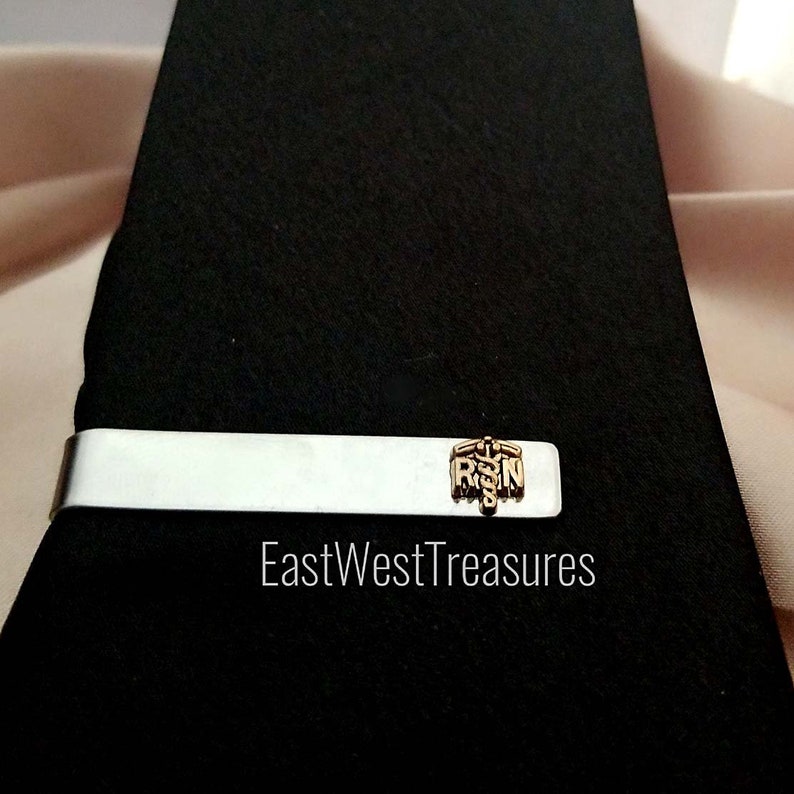 White Coat Ceremony Graduation Christmas Gift for Men All STEEL RN Nurse tie clips bar RN Nursing Nurse suit tie accessories