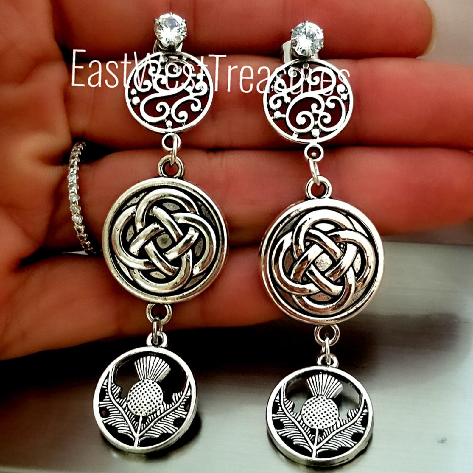 Scottish Irish Thistle earrings Ireland Celtic Friendship Etsy