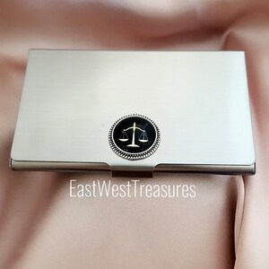 Lawyer Attorney Gifts for Women Men, Law Business card holder, Scales Of Justice Attorney gifts, Law school graduation gift