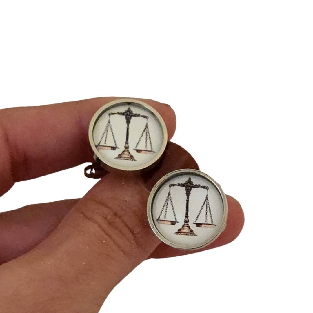 Law Scales of Justice Cufflinks Lapel Tie Pin for Attorney Lawyer
