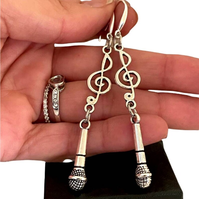 Microphone Earrings Music Note Earrings Microphone Necklace Etsy