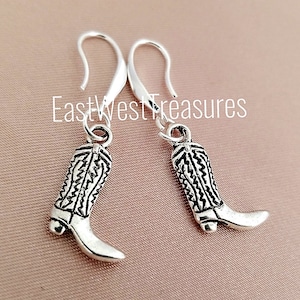 Cowgirl Cowboy boots earrings- Western Cowgirl Southern earrings- cowboy western jewelry gift for women her teens- 925 silver wires