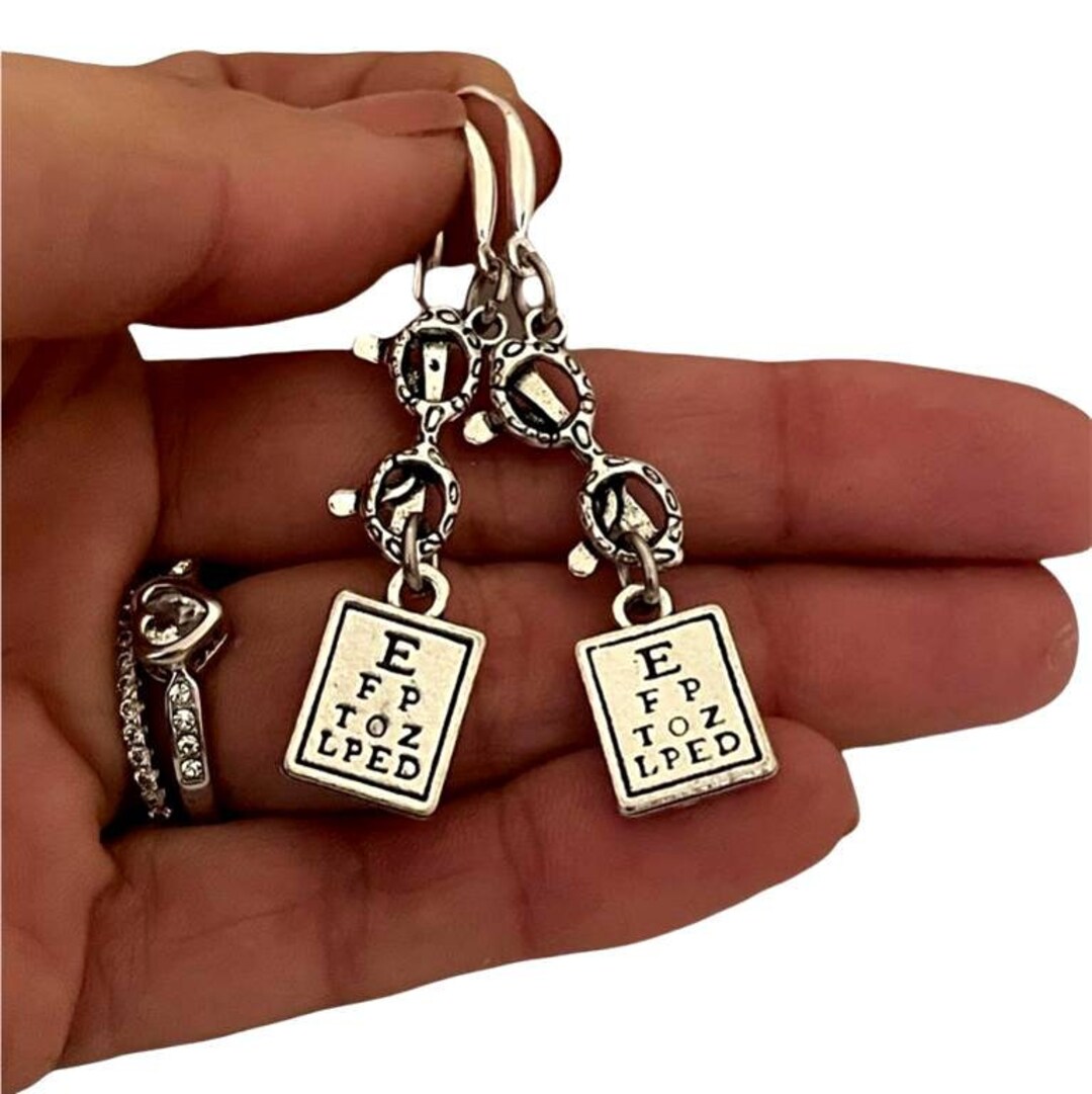 Eye Chart Eyeglasses Earrings, Women Eye Doctor Gifts, Optometry